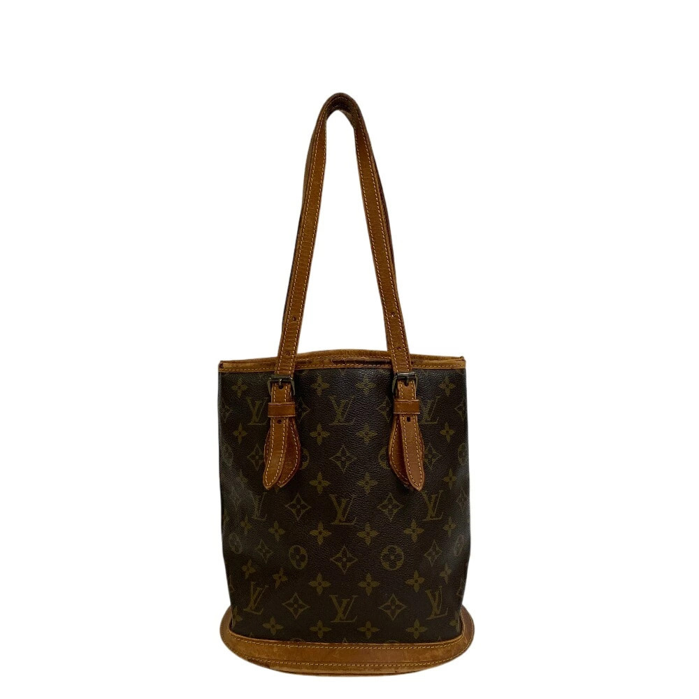 LOUIS VUITTON Bucket Tote Bag Monogram Shoulder Handbag Crossbody Brown